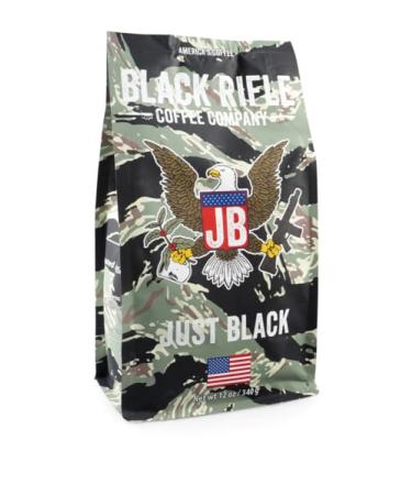 Black Rifle Coffee Just Black (Medium Roast) Ground 12 Ounce Bag, Medium Roast Ground Coffee, Featuring a Cocoa and Vanilla Aroma, Bold Tasting Notes, and a Smooth Buttery Finish, Helps Support Veterans and First Responder