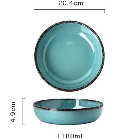 Bowl Porcelain Soup Plates-Creative Blue Ceramic Ramen Soup Bowl Household Fruit Salad Dinner Plates Japanese Style Tableware Kitchenware Onecolor - Buy Online on GoSupps.com