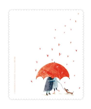 Rannenberg & Friends glasses cleaning cloth "Two under the umbrella with dog"