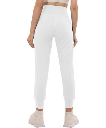 Rosemmetti Women's High Waist Tapered Joggers - White | Perfect for Workout, Yoga, and Running - Buy Online on GoSupps.com