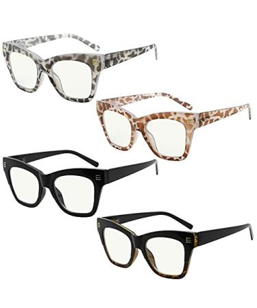 Eyekepper 4-Pack Progressive Multifocus Reading Glasses Blue Light Blocking for Women No Line Multifocal Readers 1.75 4 Pack Mix Color 1.75 x