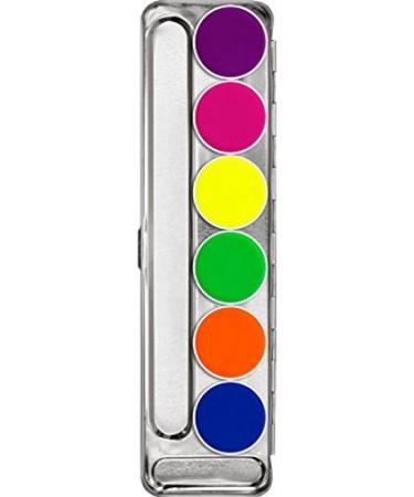 Kryolan AQUACOLOR DAY GLOW PALETTE 6 COLORS 5177 UV-Dayglow Makeup