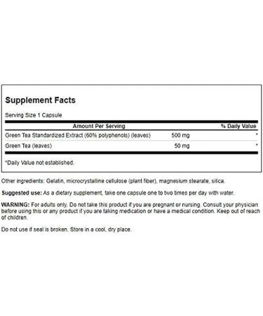 Swanson Green Tea Extract 500 mg - 60 Capsules for Antioxidant Support - Buy Online on GoSupps.com