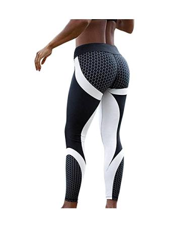 SEASUM Women Yoga Pants Heart Shape Patchwork Leggings High Waist Capris Workout Sport Fitness Gym Tights #5 Comb Black Large