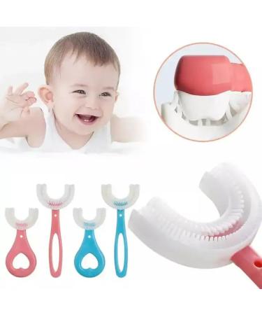 Silicone Baby Tooth Cleaner Brush | U Shape Teether Brush | Soft 360 Deep Cleaning for Toddlers (Blue - Buy Online on GoSupps.com