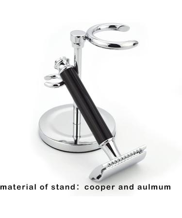 Lefeda Simply Men's Razor Brush Set | Double-Sided Safety-Roof Razor Brush & Holder - Premium Quality 6.5x9cm Silver for Superior Grooming - Buy Online on GoSupps.com