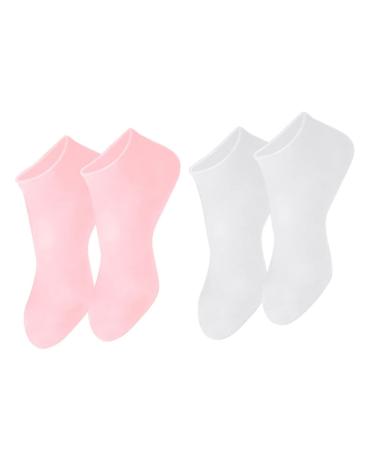 Beavorty 2 Pairs Exfoliating Moisturizing Socks Foot Moisturizing Socks Dress Shoes for Women Heels Socks for Girls Non Socks Foot Care for Women Toe Spa Masks Moisturizing Repairing Socks