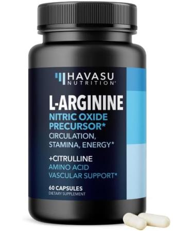 HAVASU NUTRITION L Arginine Male Enhancing Supplement from Nitric Oxide, 60 Capsules L Arginine 60 Count (Pack of 1)
