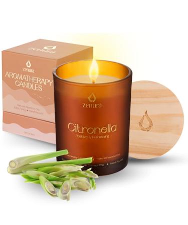 Citronella Stress Relief Candle - 8.5 oz Natural Coconut Wax for Summer Yoga - Perfect Father's Day and Birthday Gifts for Men and Women