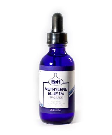 Methylene Blue, USP (Pharmaceutical) Grade, 1% Solution (0.5 mg per Drop)  50 mL (1.69 fl oz) in Blue Glass Dropper Bottle