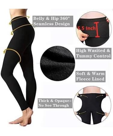 Fleece Lined Women's Thermal High Waist Yoga Pants - Black | Tummy Control, Slimming Workout Leggings - Buy Online on GoSupps.com