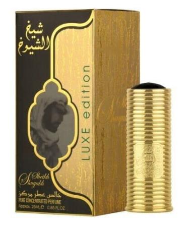 Lattafa Sheikh Shuyukh Luxe Edition Concentrated Perfume Oil - 25ML (0.85Oz) | Rose spicy saffron caramel patchouli vanilla flavors woody chords & amber Cinnamon Spicy Vanilla 0.85 Fl Oz (Pack of 1)