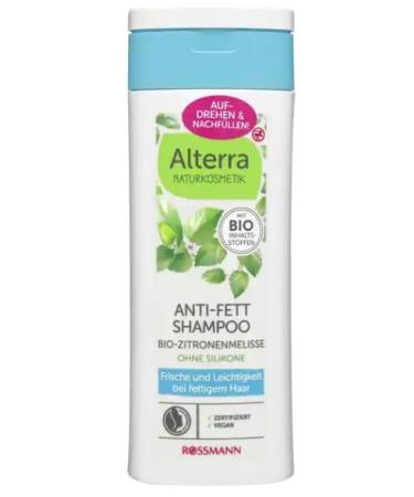 Alterra Antigreasy shampoo 200 ml for quickly greasy hair activated charcoal and organic lemon balm frees from residues and refreshes the scalp