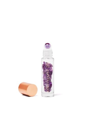 CRYSTALLOVE Crystallove 10ml Oil Bottle Amethyst Oil Crystal Roll-On for Oils Perfumes Cosmetics Massages Glass Bottles for Essential Oils Refillable Glass Roller
