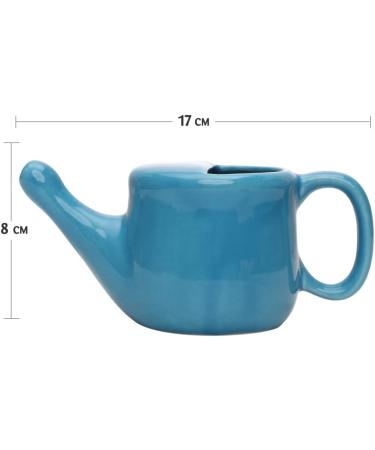 SoulGenie Flojar Ceramic Jala Neti Pot 250ml - Spill Proof, Lead-Free, Microwave & Dishwasher Safe (Blue) - Buy Online on GoSupps.com