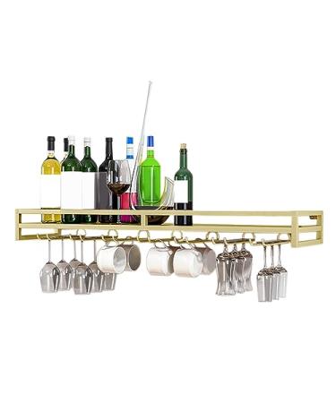 Wall-Mounted Wine Glass Holder Iron Wine Glass Rack Multi-Functional Wine Glass Hanger with Screws Easy to Install for Kitchen Bar Display Wine Storage Holder (Gold 100 x 20 x 8.5CM)