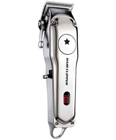 Easy Hair Clipper Professional Hair Clippers Cordless Haircut Household Tools Full Metal Professional Hair Clipper Electric Cordless Trimmer Men's Hair Clipper Hair Clipper Hairdresser Silver