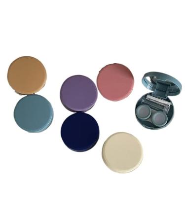 Kchycv round contact lens container portable contact lens container for women easy to wear contact lens storage container for on the go travel set (color: coffee))