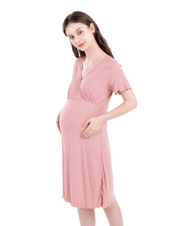yuny Women s Maternity Nightdress Breastfeeding Nightgown Nursing Nightwear Nightshirt Stylish women s pajamas Pink 3XL