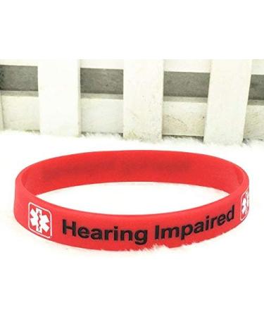 Caiyao Medical Alert Bracelet - Hearing Impaired, Blood Thinner, Diabetic Type 1/2 - Rubber Wristband for Emergency Awareness - Buy Online on GoSupps.com