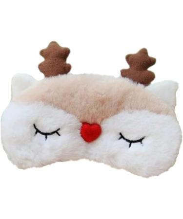 Elk Silk Plush Eye Sleep Mask - Soft and Comfortable Eye Cover for Women - Perfect Christmas Gift - Beige - Buy Online on GoSupps.com