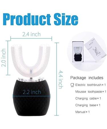 Lifrelex Ultrasonic Electric Toothbrush 360 Mouth Cleansing with LED Light - Hands Free U-Shaped Toothbrush, Black - Buy Online on GoSupps.com