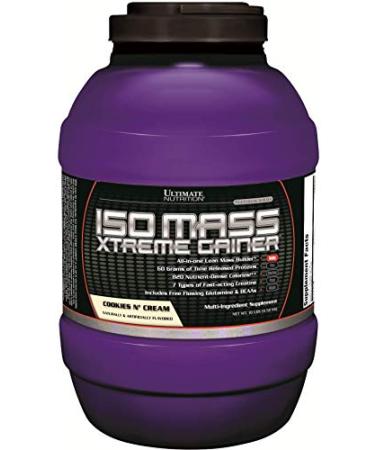 Ultimate Nutrition ISO Mass Xtreme Gainer Weight Gainer Protein Powder with Creatine 60 Grams of Protein Whey Isolate Protein Powder for Lean Muscle Gain 10 LBS with 30 Servings Cookies N Cream Cookies & Cream 10 Pound (Pack of 1)