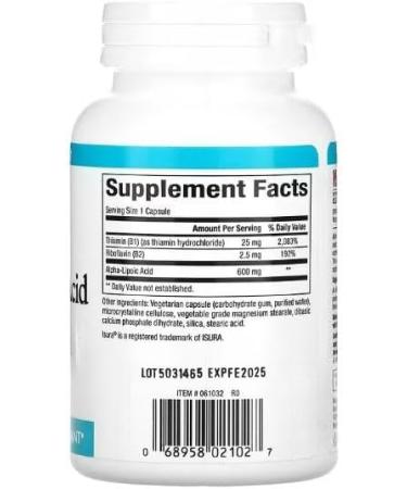 Natural Factors Alpha-Lipoic Acid + B 600 mg | 60 Capsules - Powerful Antioxidant for Optimal Health - Shop Internationally - Buy Online on GoSupps.com