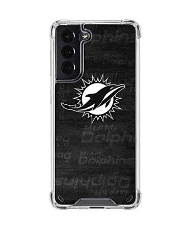 Skinit Clear Phone Case Compatible with Samsung Galaxy S21 5G - Officially Licensed NFL Miami Dolphins Black & White Design