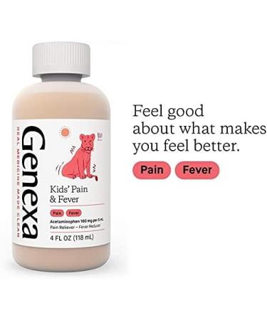 Genexa Kids' Organic Blueberry Acetaminophen Pain & Fever Relief - 4oz - Ages 2-11 | 160mg per 5mL - Buy Online on GoSupps.com