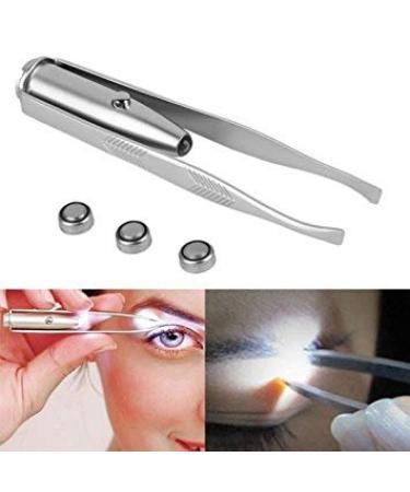 PriMI Creative Useful Tweezers with LED Light Eyebrow Hair Removal Stainless Steel