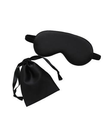 YOUSEEZHI Silk Sleep Eye Mask Blindfold with Elastic Strap Headband Soft Eye Cover Eyes (Black)