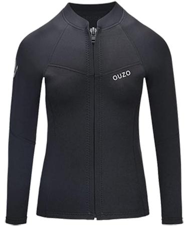 1.5mm Neoprene Wetsuit Top Jacket | Long Sleeve | Front Zip | Women's X-Large | Ideal for Surfing, Snorkeling, Swimming | Black - Buy Online on GoSupps.com