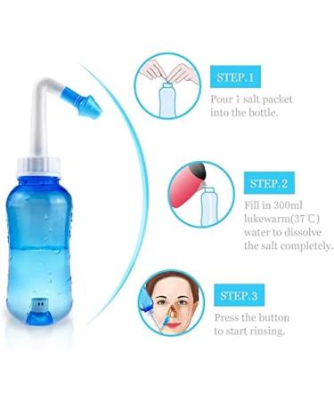 Neti Pot Sinus Rinse Bottle with Sticker Thermometer | BPA Free | 300ml | 30 Nasal Wash Salt Packets | Allergy Relief for Adults & Kids - Buy Online on GoSupps.com