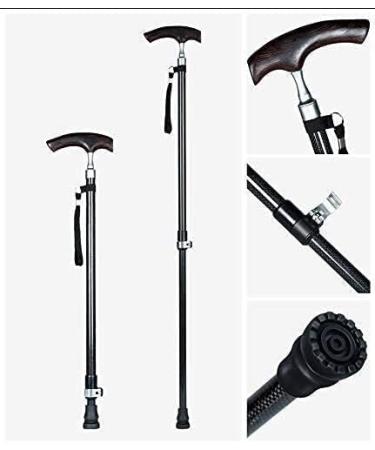 Walking Stick Walkers for Seniors Adjustable Walking Stick Lightweight Carbon Fiber Walking Cane with Wooden Handle Anti - Skid Crutches for Man and Woman rollator Walker Durable Mobility Aid - Buy Online on GoSupps.com