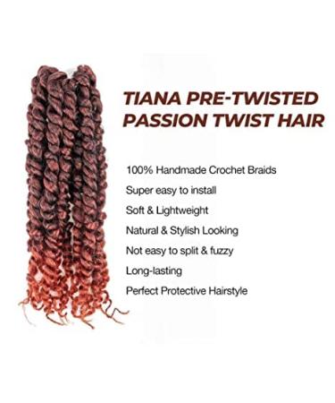 Tiana 10 Inch Passion Twist Hair - 7 Packs Orange Pre-Twisted Crochet Braids for Black Women | Synthetic Extensions (T350) - Buy Online on GoSupps.com