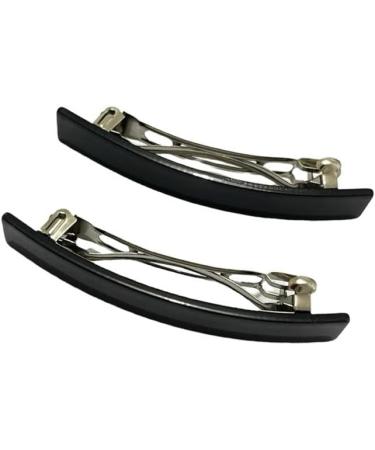 French Design Large Rectangular Hair Barrette Clip Pins - 2pcs Black 8CM - Buy Online on GoSupps.com