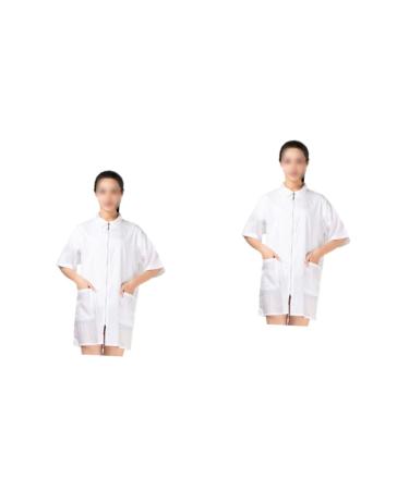 FRCOLOR Men's Hair Dyeing Clothing Actually Easy Clean Stylist Coat Cover While Vests Running Vest Men's Hair Dye Short Sleeve Woman Hair Dyeing Clothing Zip Jacket