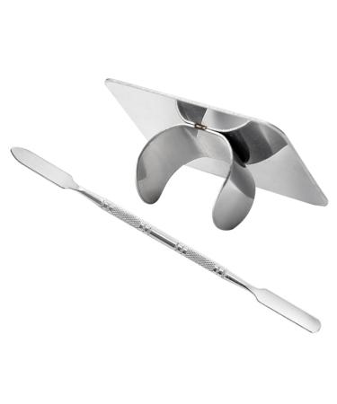Hemoton 1 Set Stainless Steel Palette Tool Concealer Mixing Tray Spatula for Makeup Blending Tray Makeup Spatula Metal Makeup Mixing Tray with Spatula Makeup Plate Foundation Plate Toning