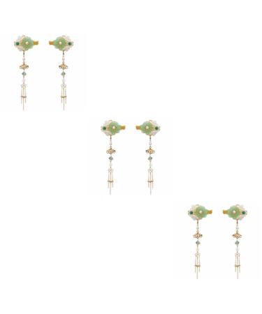 FRCOLOR 3 Pairs Tassel Hair Clip Wedding Hair Clip Hanfu Headdress Accessories Ancient Style Hairpin Chinese Style Hair Clips Decorative Hair Clips Japanese Crystal Jade Geisha Pearl Bride