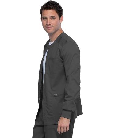 Cherokee Men's Workwear Revolution Snap Front Scrubs Jacket - Pewter, Size Medium - Buy Online on GoSupps.com