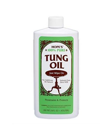 HOPE'S 100% Pure Tung Oil, Waterproof Natural Wood Finish and Sealer, 16 Fl Oz
