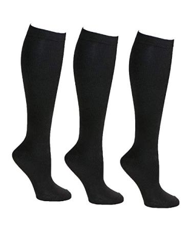 Compression Socks for Women & Men -for Medical Nursing Hiking Recovery Travel & Flight by PACKO SOCKS (Black S/M) (Black)3 Pairs