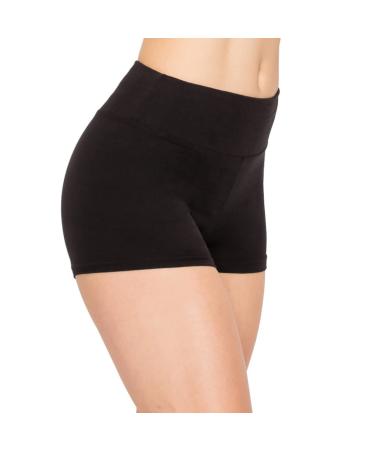 ALWAYS Women Workout Yoga Shorts - Premium Buttery Soft Solid Stretch Cheerleader Running Dance Volleyball Short Pants Medium Sho128 / Black