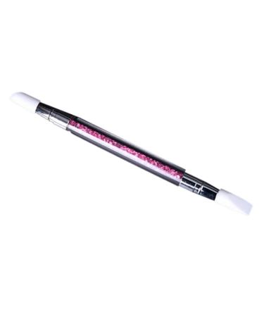 FRCOLOR Silicone Head Nail Pen Nail Art Carving Nail Tool Nail Brush With Diamond medium Pink