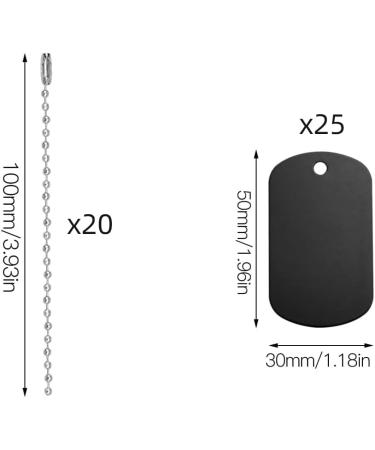 YapitHome 25 Pcs Blank Dog Tags Engraving Blanks Anodised Aluminium Blanks for Necklace Bracelet Dog Tags Making black - Buy Online on GoSupps.com