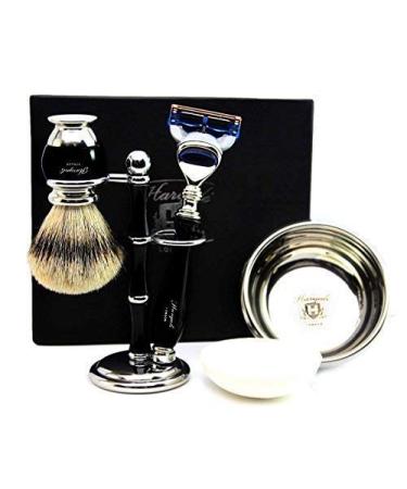 Shaving Set for Men | Silver Tip Badger Shaving Brush - 5 Edge Razor - Shaving Stand - Shaving Soap and Bowl