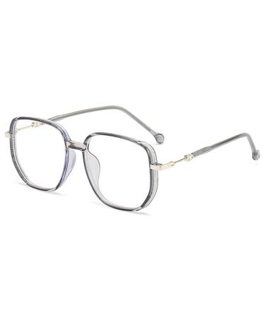 Koosufa fashion quadratic anti blue light reading glasses women men men metal bracket glitter frame ultra light anti tiredness computer reading glasses reading help 0 1.0 1.5 2.5 3.5 4.0 1x transparent gray 3.5 x