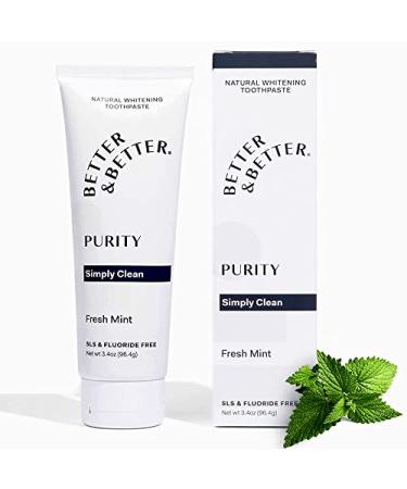 Better & Better Purity Toothpaste | Fluoride Free  SLS Free Toothpaste for Sensitive Brushers | 1 CT | Fresh Breath with Organic Mints | Natural  Vegan  Whitening Toothpaste to Remove Plaque 3.4 Ounce (Pack of 1)