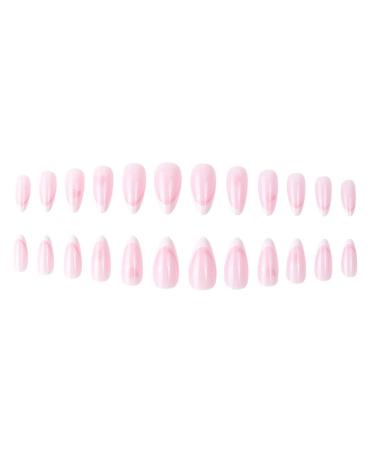 Foccna Pink Press On Nails - 24Pcs Medium Almond French Fake Nails for Nail Art Manicure - Buy Online on GoSupps.com
